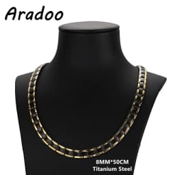 ARADOO Titanium Steel Men's Necklace Collar Simple Design Stainless Steel Magnetic Necklaces