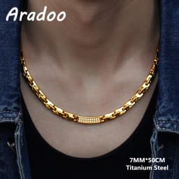 ARADOO Titanium Steel Men's Necklace Collar Simple Design Stainless Steel Magnetic Necklaces