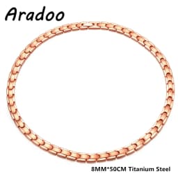 ARADOO Titanium Steel Men's Necklace Collar Simple Design Stainless Steel Magnetic Necklaces