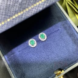 100% Natural emerald Stud earrings Luxury Style 3*4 mm 925 Silver Colombian origin 0.5ct