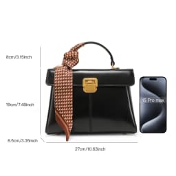 ITAMOOD Genuine Leather Handbag with Scarf | Luxury Designer Trendy Shoulder Bag Solid Color Commuting Bag | bags for women gift
