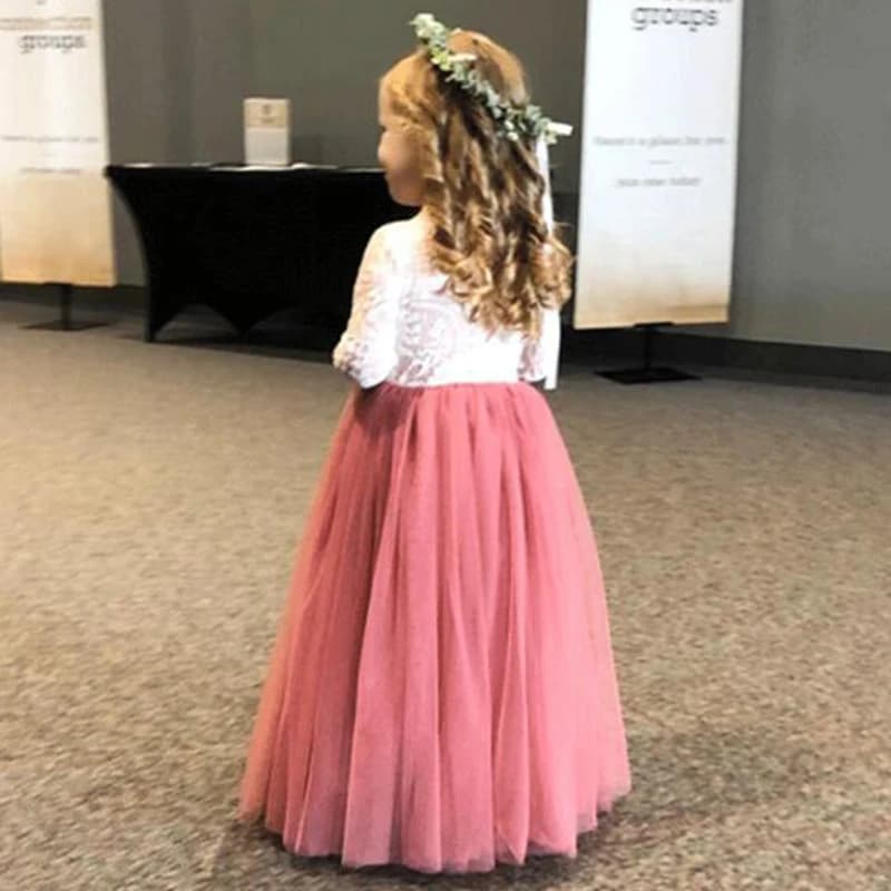 Princess Party Lace Flower Girl Dress Baby Kids Summer Wedding Birthday Dresses Children Clothing 2 4 6 8 10 12 14