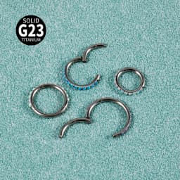 1PC G23 Titanium Micro Opal Septum Clicker Hinged Nose Hoop Ring Ear Tragus Cartilage Daith Helix Earring Jewelry