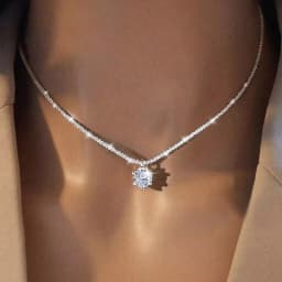 DWJ 1CT Sparkling Luxury Moissanite Diamond White Pendant Necklace for Women Real 925 Sterling Silver High Quality Fine Jewelry