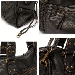 Soft leather retro bag shoulder messenger bag large capacity tote bag Y2K motorcycle bag