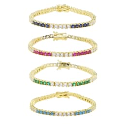 18k Gold Plated 3MM 4 Prong Setted 5A CZ Tennis Chain Bracelet High Quality Green Blue Red Colorful Summer Jewelry