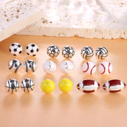 VOJO Sports Stud Earrings Football, Soccer, Basketball, Volleyball, Tennis, Baseball Earrings for Women Men Player Fan Gifts