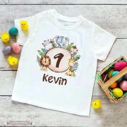 Personalized Birthday Shirt 1-9 Year T-Shirt Wild Tee Boys Birthday Party T Shirt Wild Animal with Name Clothes Kids Gifts Tops