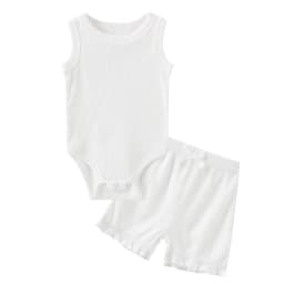 Kiddiezoom Summer Cartoon Sleeveless Newborn Clothes Sets Baby Boy Girl Bodysuits+Pants Cotton Soft Infant Outfits