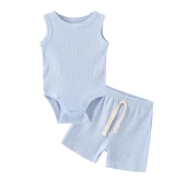 Kiddiezoom Summer Cartoon Sleeveless Newborn Clothes Sets Baby Boy Girl Bodysuits+Pants Cotton Soft Infant Outfits