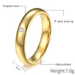 Classic Tungsten Carbide Rings Glod Color 4/6/8mm For Women Men Couple Wedding Bands Zirconia Engagement Christmas Gift Jewelry