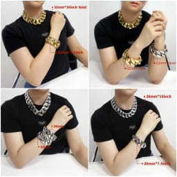Stainless Steel 26/32mm Cuban Link Chain Necklace Hip Hop Punk Men's Chunky Waterproof Choker Jewelry SDA