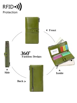 Hot Selling RFID Women's Long Wallet PU Leather Handbag with Multiple Card Slots, Coin Zipper Wallet, Women's Mobile Wallet