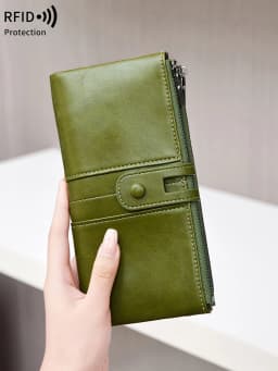 Hot Selling RFID Women's Long Wallet PU Leather Handbag with Multiple Card Slots, Coin Zipper Wallet, Women's Mobile Wallet