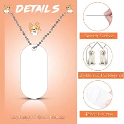 31PCS Sublimation Blank Dog Tags Aluminum Pendants Double Sided Blank Stamping Tags Message Pendant Necklaces DIY Craft