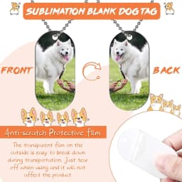 31PCS Sublimation Blank Dog Tags Aluminum Pendants Double Sided Blank Stamping Tags Message Pendant Necklaces DIY Craft