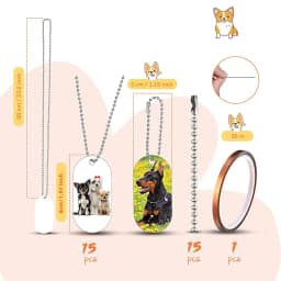 31PCS Sublimation Blank Dog Tags Aluminum Pendants Double Sided Blank Stamping Tags Message Pendant Necklaces DIY Craft