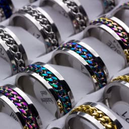 20pcs/lot Cool Spinner Chain Titanium Steel Rotatable Rings For Women Men Jewelry Party Gifts Mix Color Wholesale