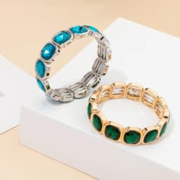 2026 Gold Color Crystal Bangle Handmade Square Shape Rhinestones Boho Women Tennis Bracelet Elastic Bohemian Zircon Jewelry
