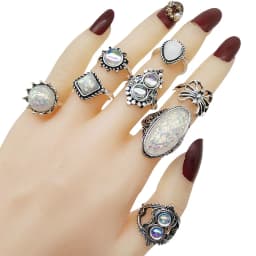 50pcs/Lot Wholesale Hot Big Fake Opal Carved Finger Rings for Women Party Beauty Crystal Flower Moon Sun Skull Crown Bar Jewelry