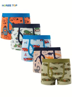 Little Boys' Cotton Boxer Brief Soft Underwear (Pack of 5)