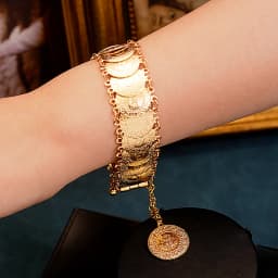 Luxury Gold Plated Ottoman Turkish Totem Chain Bracelet Coin Cuff Bangles for Bridal Ethnic Women's Jewelry Bijoux