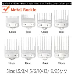 8pcs/set For Wahl Universal Hair Clipper Limit Comb Guide Trimmer Guards Attachment 1.5/3/4.5/6/10/13/19/25mm