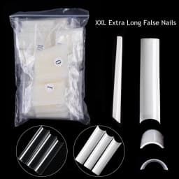 TFSCLOIN 504pcs/box XXL Straight Square Extra Long Acrylic Nail Tips Stiletto C Curve Half Cover Artificial False Tip Nails Tool