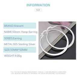 ARAVANT 925 Silver 55MM Flat Hoop Earring For Women Fashion Jewelry Gift