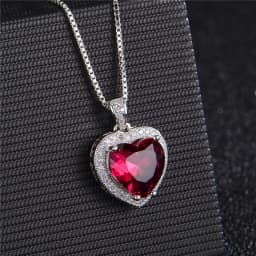 Bright Crystal Red Heart Pendant Necklace For Lady Engagement Accessories Trendy 925 Silver Necklace Choker Women Jewelry Gift