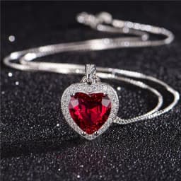 Bright Crystal Red Heart Pendant Necklace For Lady Engagement Accessories Trendy 925 Silver Necklace Choker Women Jewelry Gift