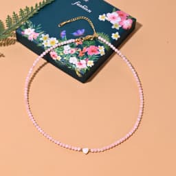 Mother of Pearl Beads Heart Choker Fashion Natural Fritillary Necklace for Women Stainless Steel Collares Femme MOON GIRL Design