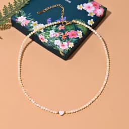 Mother of Pearl Beads Heart Choker Fashion Natural Fritillary Necklace for Women Stainless Steel Collares Femme MOON GIRL Design