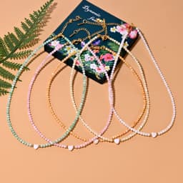 Mother of Pearl Beads Heart Choker Fashion Natural Fritillary Necklace for Women Stainless Steel Collares Femme MOON GIRL Design