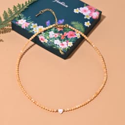 Mother of Pearl Beads Heart Choker Fashion Natural Fritillary Necklace for Women Stainless Steel Collares Femme MOON GIRL Design