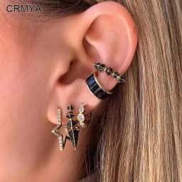 CRMYA Color Cubic Zirconia Hoop Earrings For Women Fashion Gold-color Piercing Women's Earrings Set 2023 Jewelry Wholesale