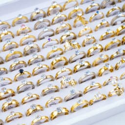 10Pcs/Lot Fashion Stainless Steel Rhinestone Stripe Rings For Women Mix Style Wedding Engagement Jewelry Party Gifts