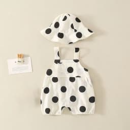 MILANCEL Summer Baby Rompers Toddler Dot Overalls Infant Girls Clothes With Hat Boys Jumpsuit
