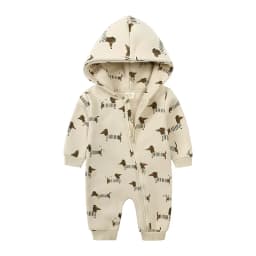 Cartoon Print Baby Girl Romper Long Sleeve Hooded Zipper Newborn Clothes Boys Rompers Spring & Autumn Baby Clothing 3-24 Months