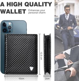 Classic men's wallet,black carbon fiber card holder, multi-card slot compartment bag, RFID vertical zipper pocket coin purse
