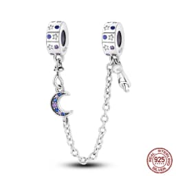 2024 New Hot Genuine 925 Sterling Silver Star Moon Sunflower Safety Chain Spacer Bead Charm for Brand Original Bracelet DIY
