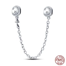 2024 New Hot Genuine 925 Sterling Silver Star Moon Sunflower Safety Chain Spacer Bead Charm for Brand Original Bracelet DIY
