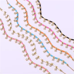 18K Gold Plated Brass Star CZ Necklace Enamel Drop Glaze Colorful Choker Adjustable Stackable Women's Jewelry Gift