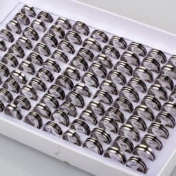 Hot 50/100Pcs Mixed Stainless Steel Black Stripe Rings Wholesale Bulk Men Women Wedding Ring Jewelry Gifts17-21mm Lots