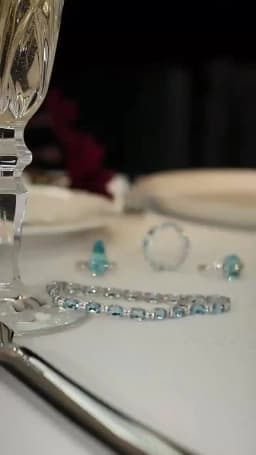 Fashion Jewelry Set for Women Round Aquamarine Bracelet Ring Sets Zircon Bridal Decoration Accessory Banquet Luxury Chain Gifts