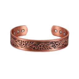 Vinterly Magnetic Copper Bracelets Men 14mm Wide Health Energy High Magnet Vintage Flower Adjustable Cuff Bangles Resizable