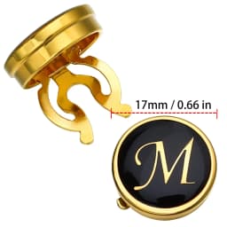 Initial A‑Z Button Covers for Men Brass Gold Tone Black Enamel 17mm Shirt Button Caps Wedding Business Gift HAWSON