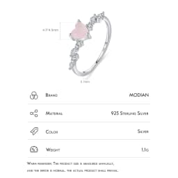 MODIAN 925 Sterling Silver Elegant Pink Crystal Heart Finger Rings For Women Birthday Romantic Gift Fine Jewelry Accessories