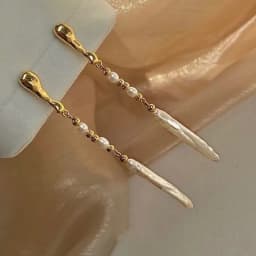 Minar High Quality Nature Freshwater Pearl Dangle Earrings for Women 14K Real Gold Plated Brass Beads Strand Long Tassel Earring