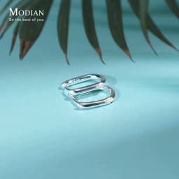 Modian Minimalist Oval Charm Hoop Earrings For Women Authentic 925 Sterling Silver Simple Wedding Engagement Fine Jewelry Gifts